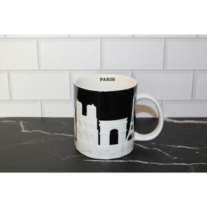 Starbucks Paris 3D Relief Mug Black White Skyline 16 oz NWT Rare
